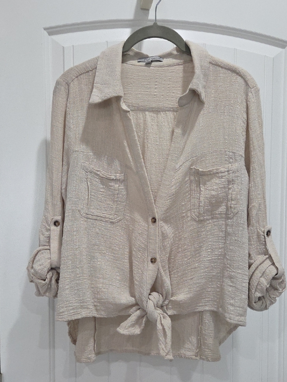 Wishlist Apparel Womans 100% Cotton Gauze Button Down Long Sleeve, Size Small